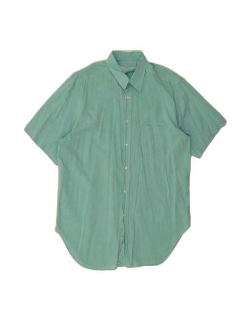 Vintage Giorgio Armani Short Sleeve Shirt Size 15 1/2 40 Medium In Turquoise
