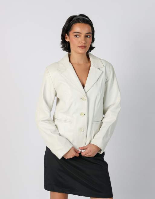 Vintage Giorgio Della Piana M leather jacket in white, 1 of 4
