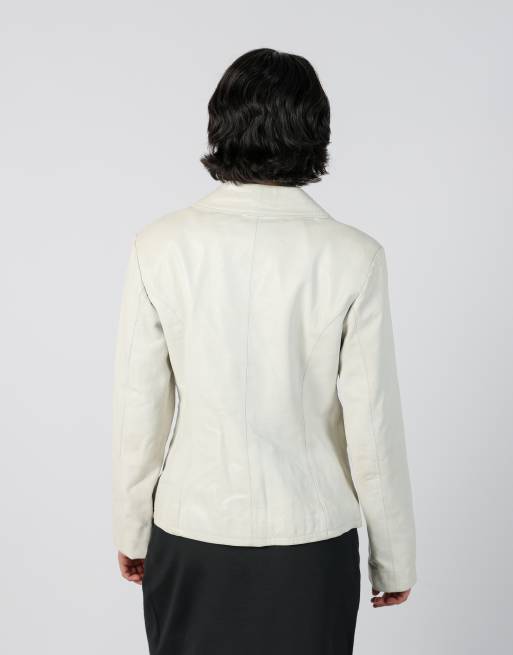 Vintage Giorgio Della Piana M leather jacket in white, 2 of 4