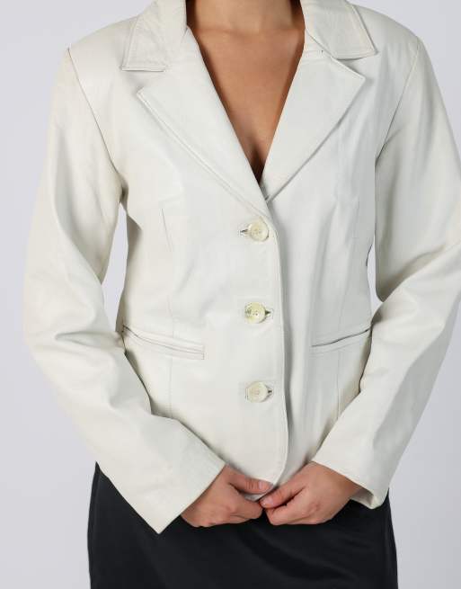 Vintage Giorgio Della Piana M leather jacket in white, 4 of 4