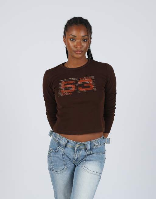 Vintage Girly S long sleeve top in brown