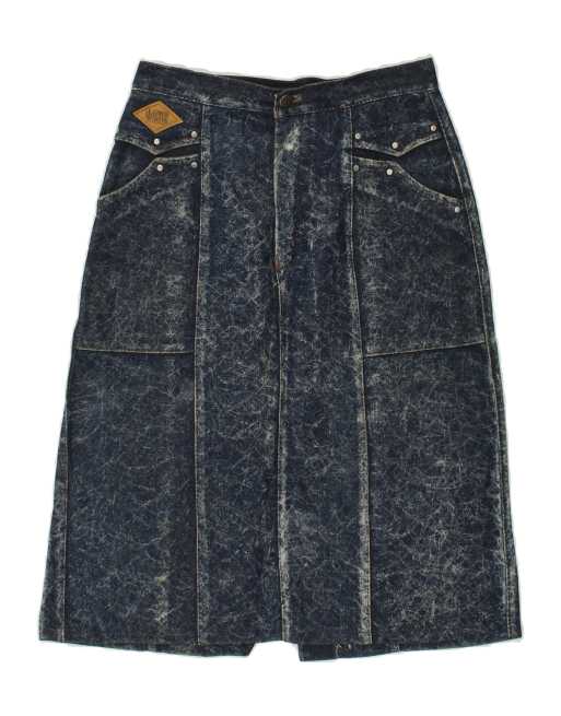 Vintage Globe Trotter Size S Tie Dye Denim Skirt in Blue
