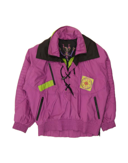 Vintage Graphic Anorak Jacket UK 38 Medium In Purple
