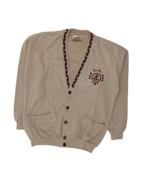 Vintage Graphic Cardigan Sweater XL In Grey - view 1