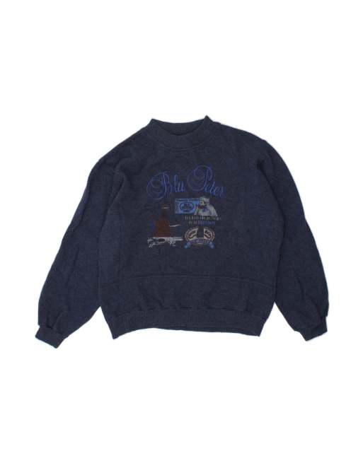 Vintage Graphic Crew Neck Jumper Sweater It 52 2XL In Blue