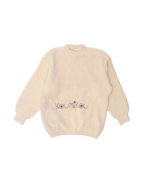 Vintage Graphic Crew Neck Jumper Sweater UK 18 XL In White - view 1