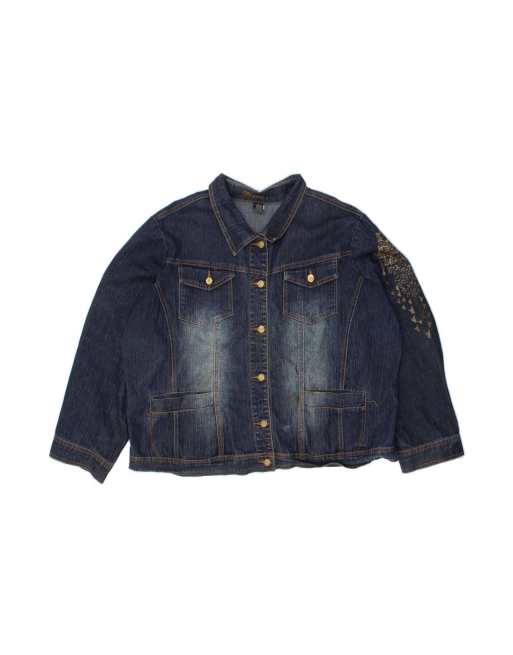 Vintage Graphic Denim Jacket UK 22 3XL