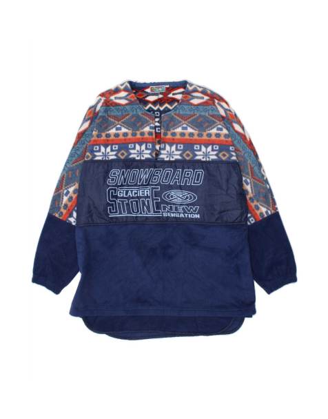 Vintage Graphic Fleece Jumper 2XL In Blue Fair Isle - view 1