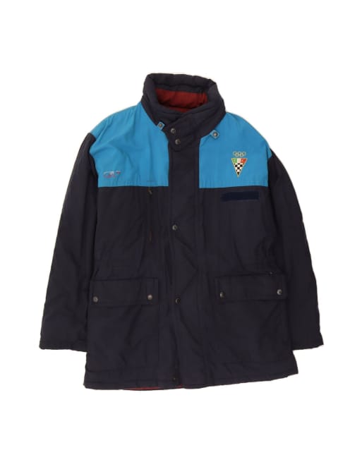 Vintage Graphic Padded Jacket UK 42 XL In Blue Colourblock Sports