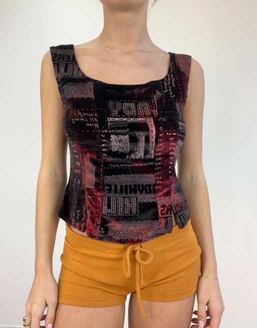 Vintage graphic print cami in purple