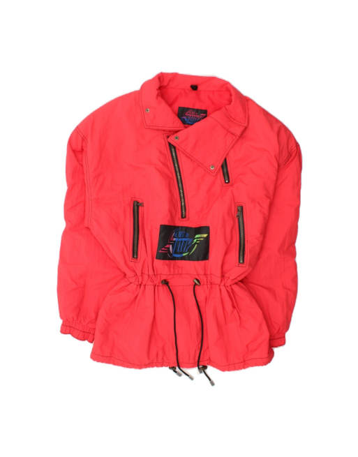 Vintage Graphic Pullover Windbreaker Jacket UK 38 Medium In Red