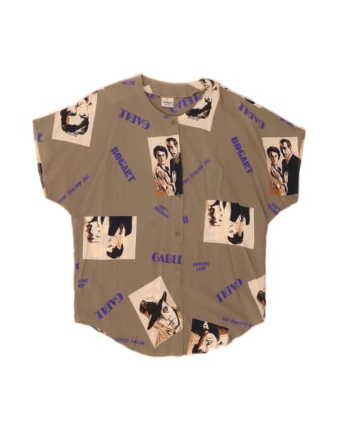 Vintage Graphic Short Sleeve Shirt Blouse EU 42 Large In Grey - view 1