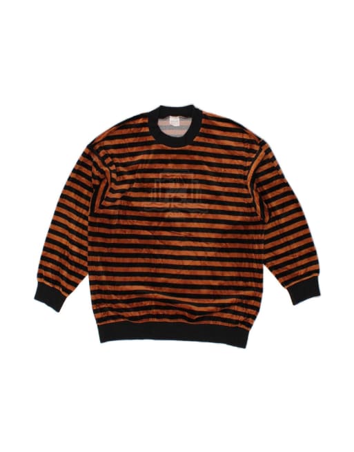 Vintage Graphic Sweatshirt Jumper Large In Brown Striped
