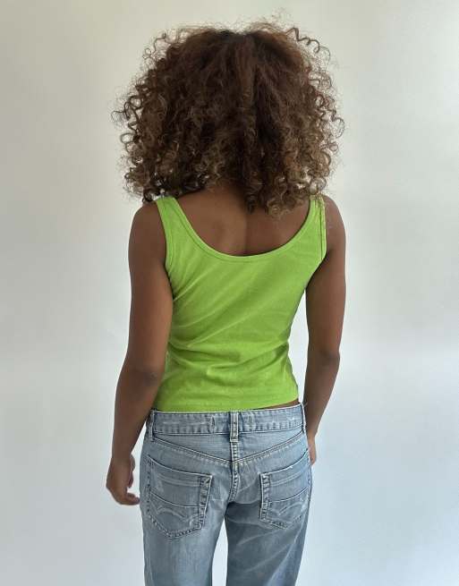 Vintage graphic tank top in green, 2 of 4
