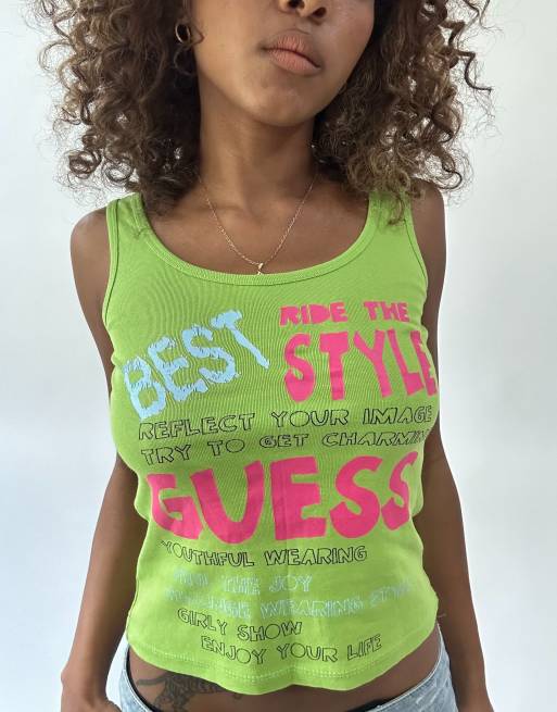 Vintage graphic tank top in green, 3 of 4