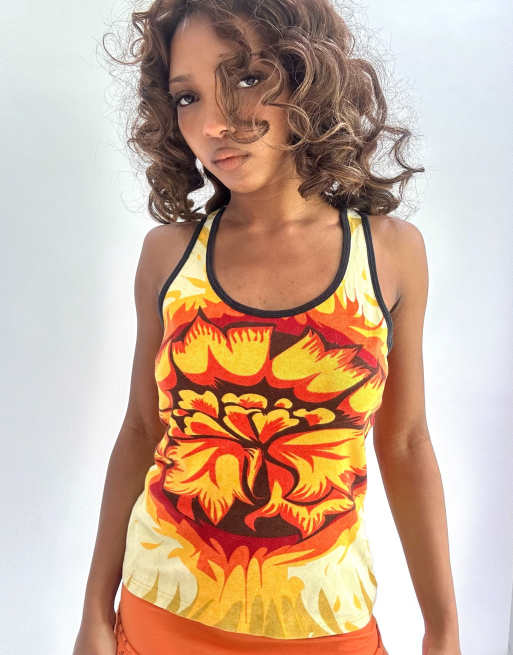 Vintage graphic tank top in yellow
