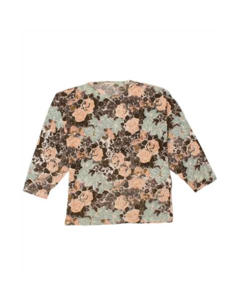 Vintage Graphic Top 3/4 Sleeve UK 16 Large In Multicoloured Floral - view 1