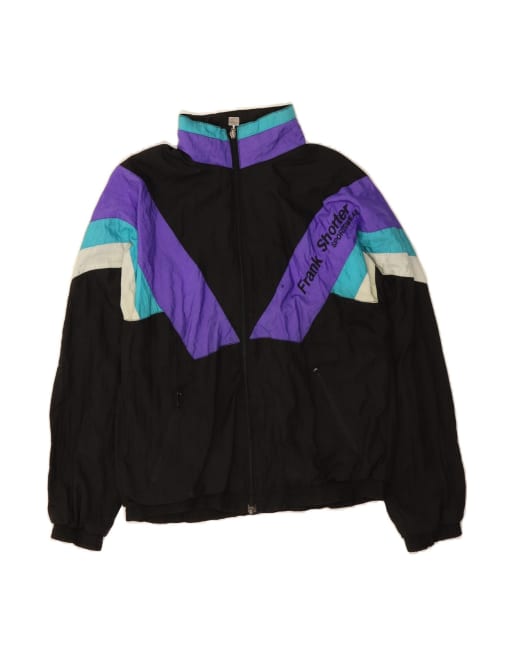 Vintage Graphic Tracksuit Top Jacket Small In Black Colourblock