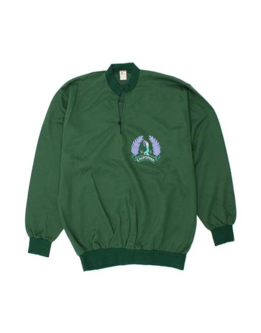 Vintage Graphic Turtle Neck Jumper Sweater XL In Green