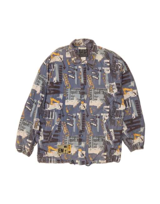 Vintage Graphic Utility Jacket UK 38 Medium In Blue