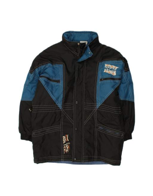 Vintage Graphic Windbreaker Jacket UK 38 Medium In Black Colourblock