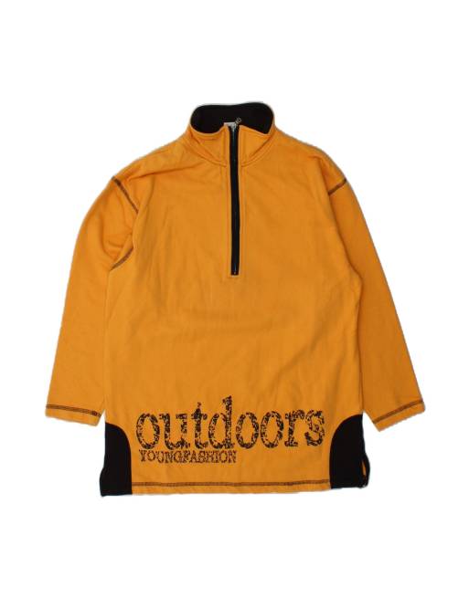 Vintage Graphic Zip Neck Sweatshirt Jumper EU 42/44 Large In Yellow
