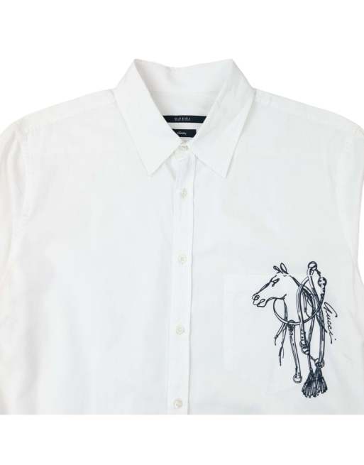 Vintage Gucci 2000s Horse Print Long Sleeve Button Up Shirt Size M, 2 of 4