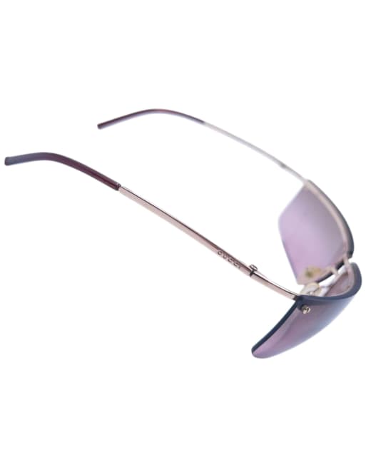 小物 GUCCI Vintage Rimless Sunglasses 00s Vintage Gucci 2000s Rimless Sunglasses in Purple | ASOS