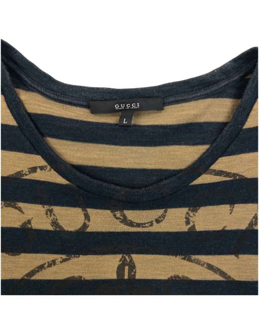 Vintage Gucci 2000s Striped Graphic T Shirt Size L, 3 of 4