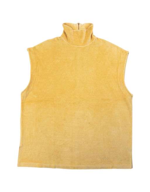 Vintage Gucci 90s By Tom Ford Velour Sleeveless Turtleneck Jumper Size L