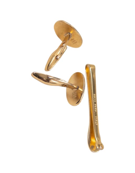 Vintage Gucci 90s Embossed Cufflinks & Tie Clip Set, 4 of 4