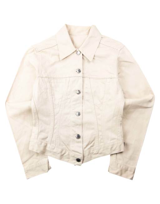 Vintage Gucci By Tom Ford 2000s Button Up Denim Jacket Size S in Cream