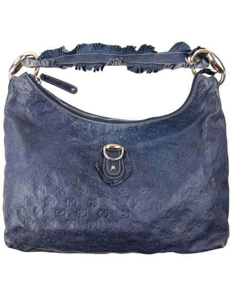 Vintage Gucci Monogram 2000s Leather Sabrina Large Shoulder Bag in Blue - view 1