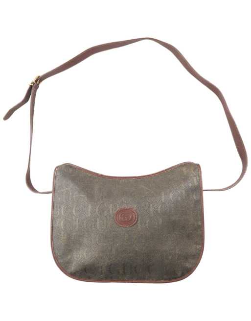 Vintage Gucci Monogram 80s Crossbody Bag in Brown