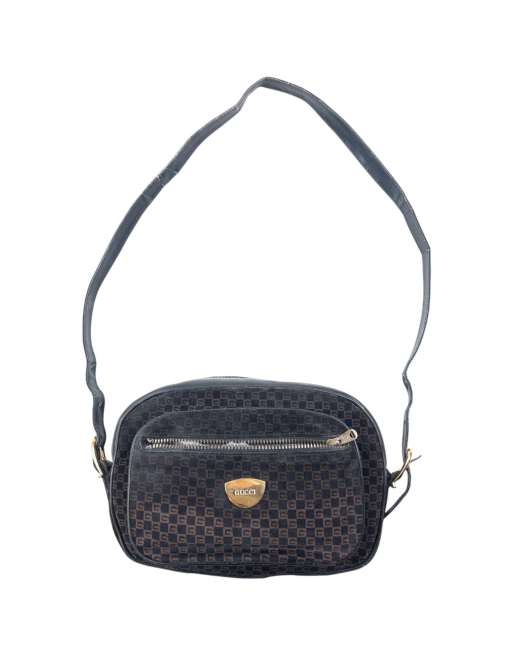 Vintage Gucci Monogram Crossbody Bag in Brown