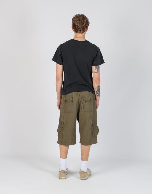 Vintage Guess 34x24 canvas cargo shorts in dark green, 3 of 4
