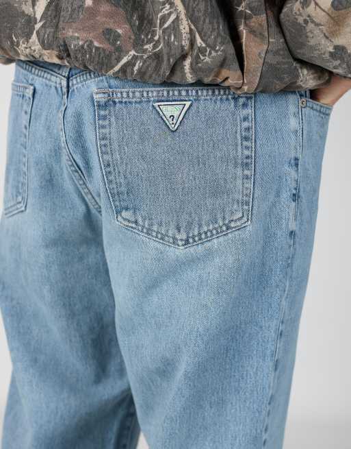 Vintage Guess 36x30 denim jeans in light blue, 4 of 4