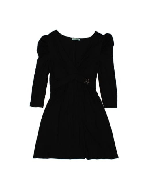 Vintage Guess By Marciano 3/4 Sleeve A-line Dress It 44 Medium In Black