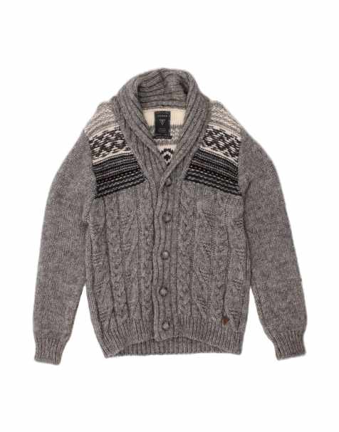 Vintage Guess Cardigan Sweater Medium In Grey Colourblock - view 1
