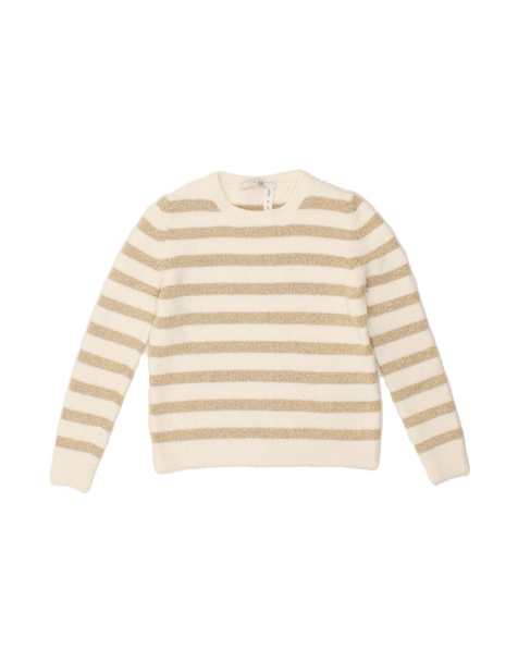 Vintage Guess Crew Neck Jumper Sweater UK 12 Medium In Beige Striped - view 1