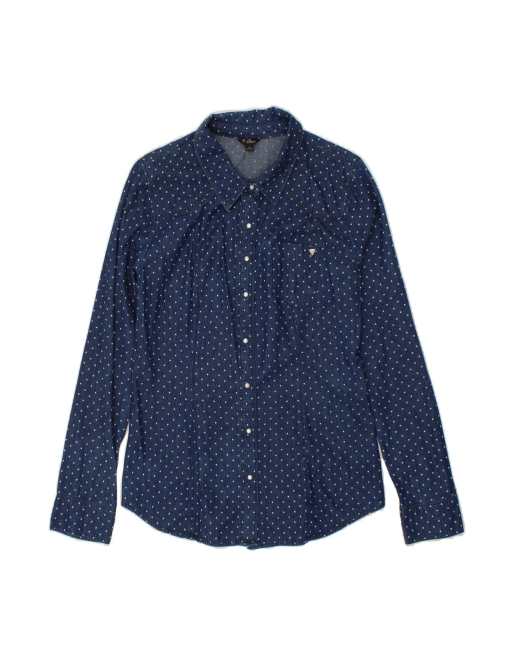Vintage Guess Denim Shirt UK 16 Large In Blue Spotted