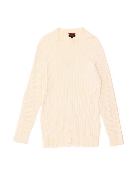 Vintage Guess Graphic Boat Neck Jumper Sweater UK 18 XL In White - view 1