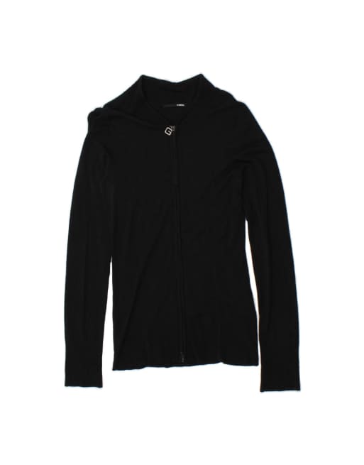 Vintage Guess Graphic Cardigan Sweater UK 16 Large In Black