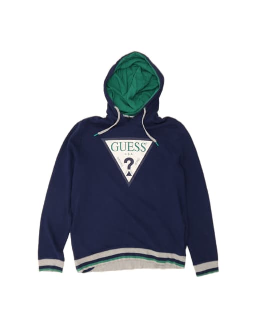 Vintage Guess Graphic Hoodie Jumper UK 40 Medium In Blue