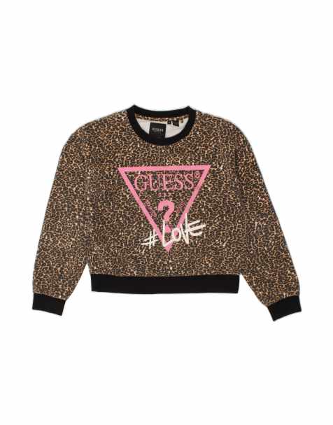 Vintage Guess Graphic Sweatshirt Jumper UK 14 Medium In Brown Animal Print - view 1