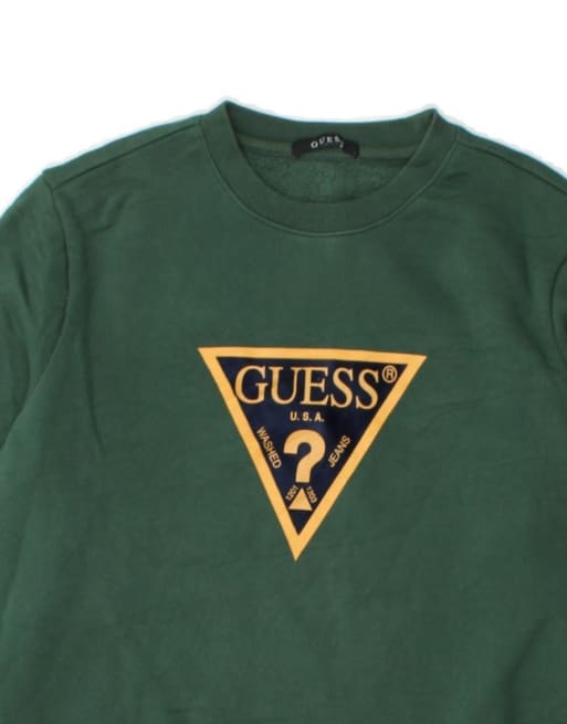 Vintage Guess Graphic Sweatshirt Jumper UK 14 Medium In Green, 3 of 4