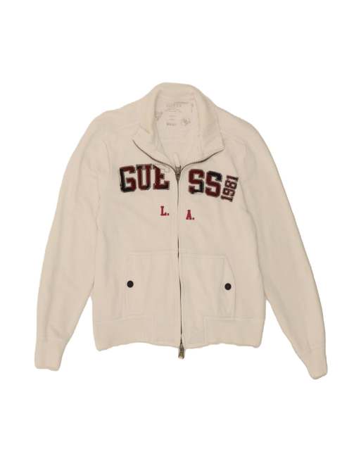 Vintage Guess Graphic Tracksuit Top Jacket UK 10 Small In White