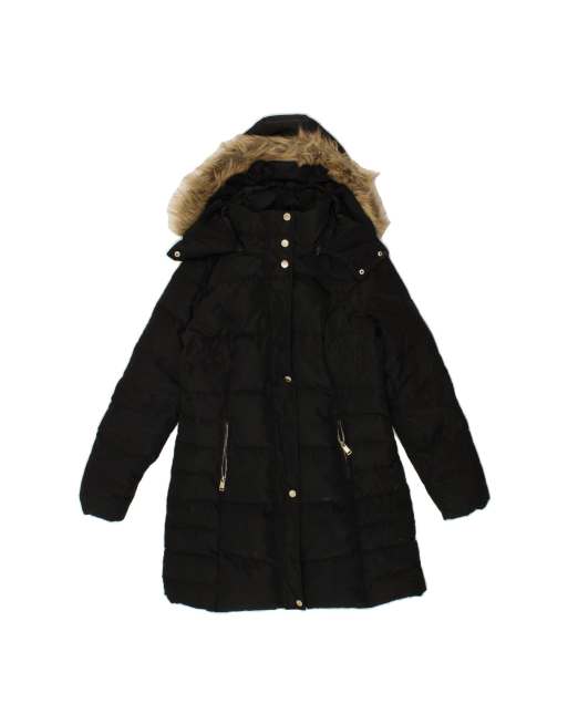 Vintage Guess Hooded Padded Coat UK 10 Small In Black