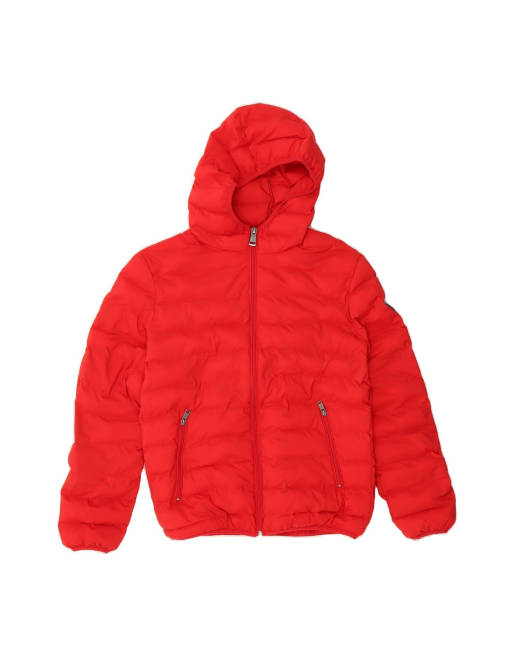 Vintage Guess Hooded Padded Jacket UK 16 Large In Red