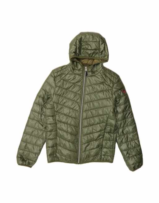 Vintage Guess Hooded Padded Jacket UK 38 Medium In Green